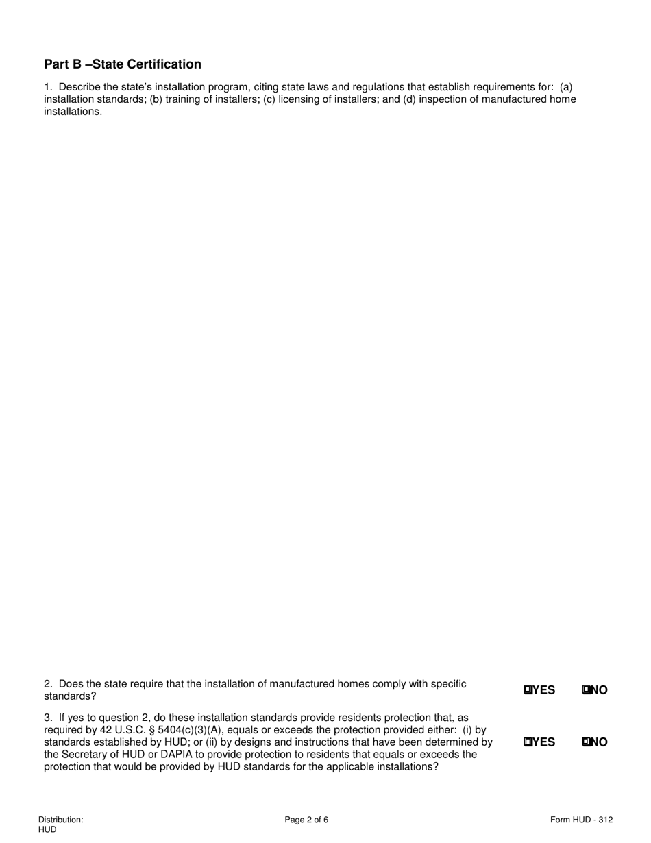 Form HUD-312 Certification Form - State Installation Program, Page 2