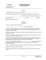 Document preview: Form FHA-1403 By-Laws of Association