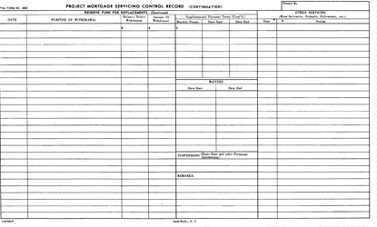 Form FHA-2405 Project Mortgage Servicing Control Record, Page 2