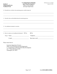 Form HUD-60003 Section 3 Monitoring Review Feedback Form, Page 2