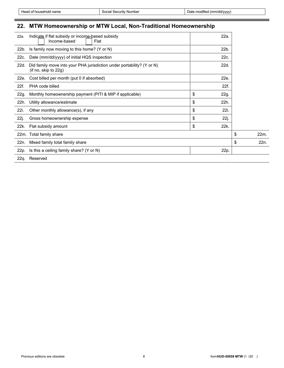 Form HUD-50058 MTW Mtw Family Report, Page 15