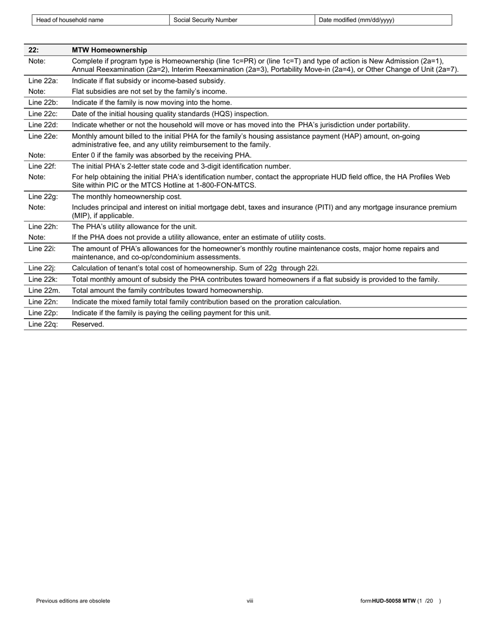 Form HUD-50058 MTW Mtw Family Report, Page 16