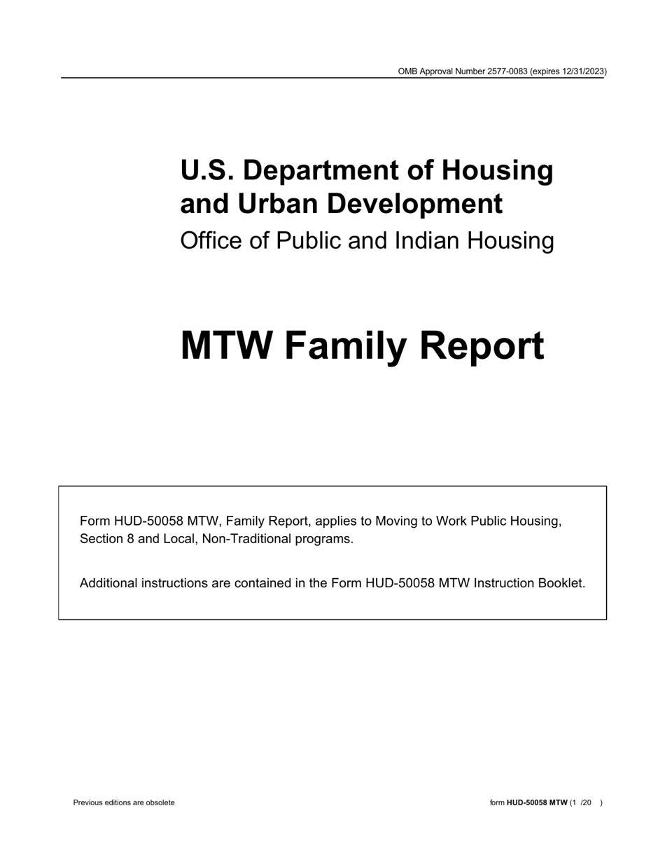 Form HUD-50058 MTW Mtw Family Report, Page 1