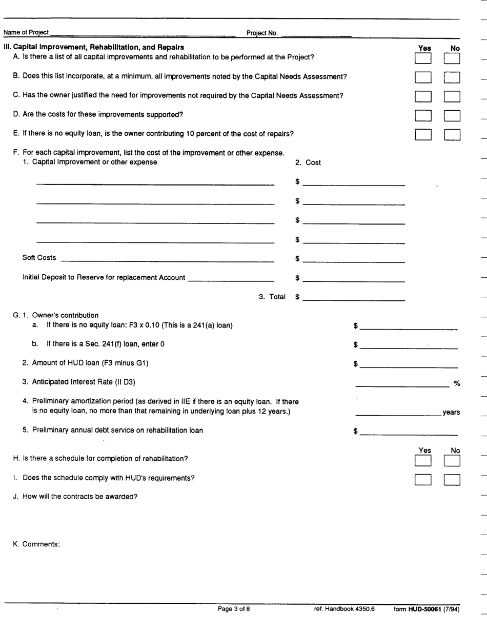 Form HUD-50061 Evaluation of Plan of Action for Incentives to Extend Affordability, Page 3