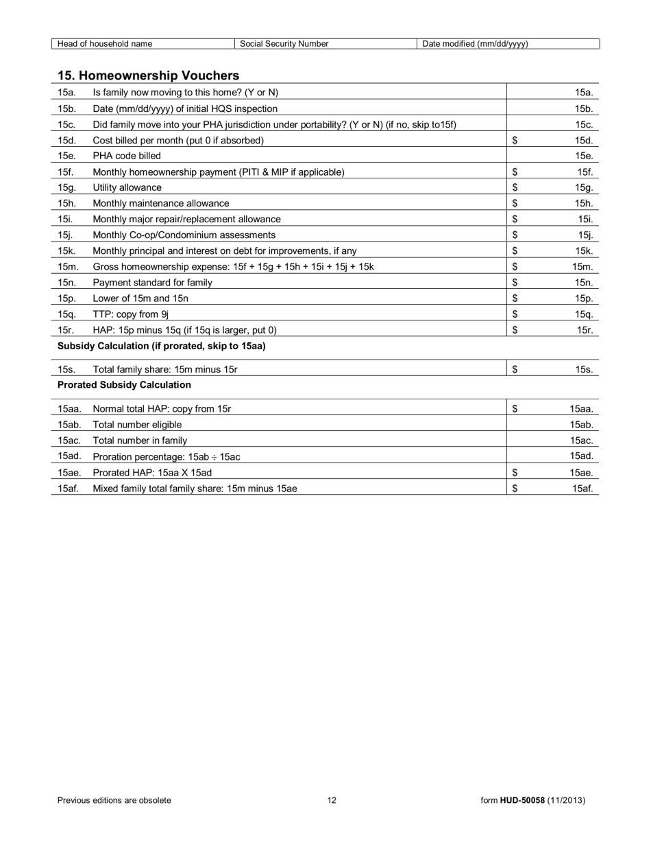 Form HUD-50058 Family Report, Page 23