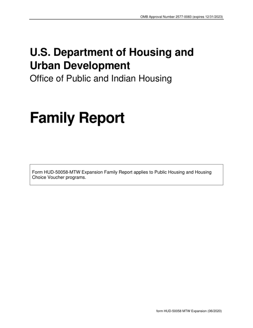 Form HUD-50058 MTW EXPANSION Family Report