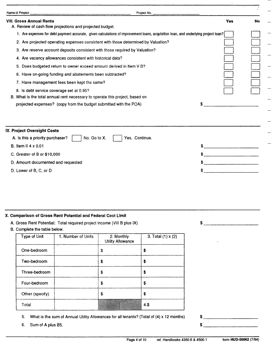 Form HUD-50062 Evaluation of Plan of Action to Sell a Project, Page 4