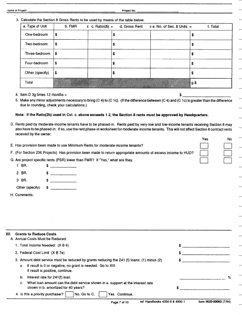 Form HUD-50062 Evaluation of Plan of Action to Sell a Project, Page 7