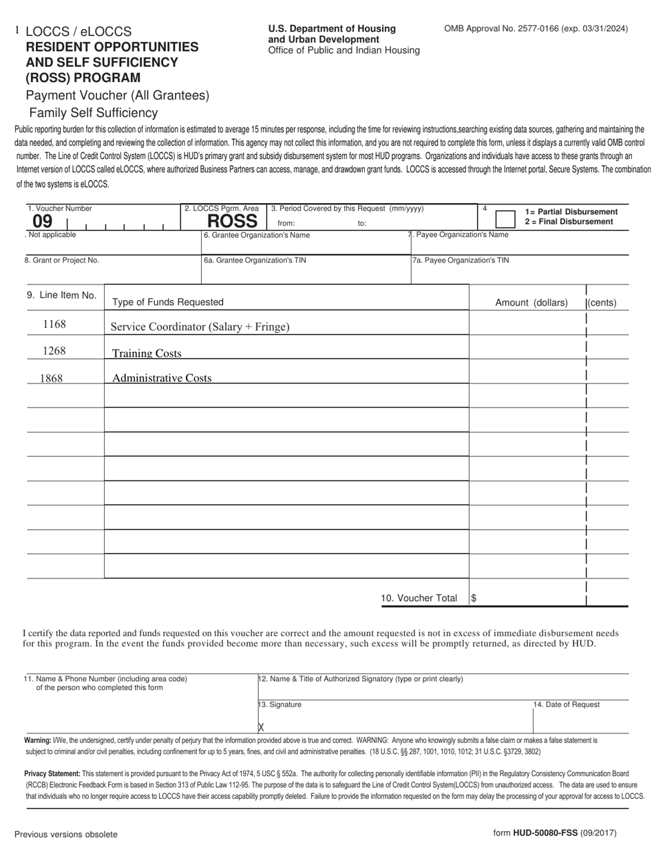 Form HUD-50080-FSS Family Self Sufficiency Voucher, Page 1