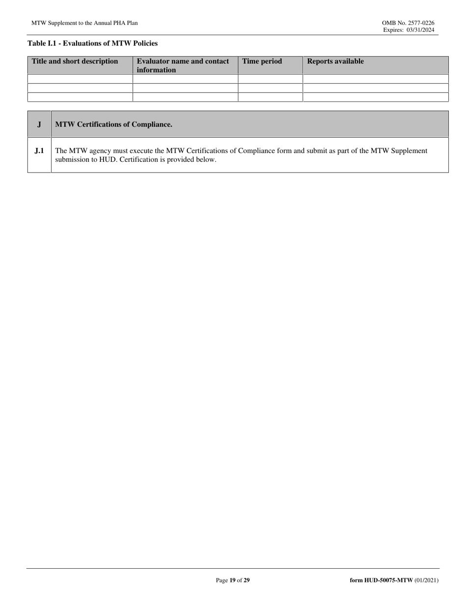 Form HUD-50075-MTW Mtw Supplement to the Annual Pha Plan, Page 19
