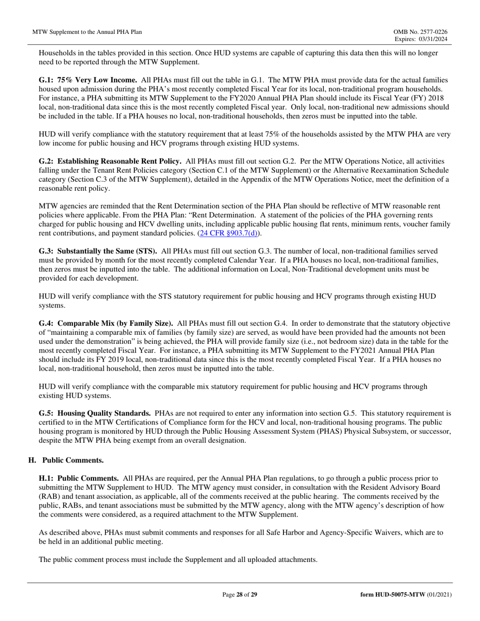 Form HUD-50075-MTW Mtw Supplement to the Annual Pha Plan, Page 28