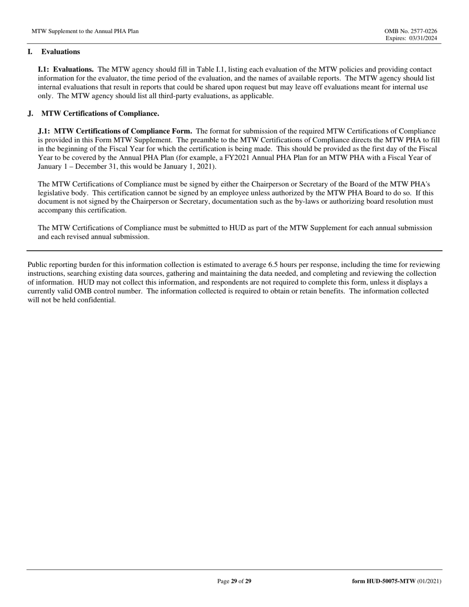 Form HUD-50075-MTW Mtw Supplement to the Annual Pha Plan, Page 29