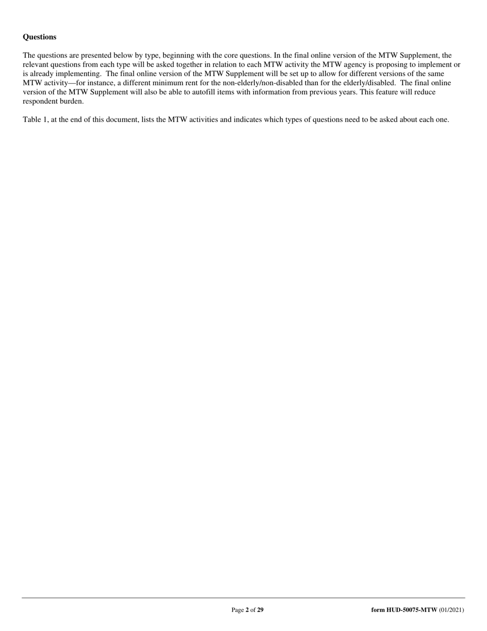 Form HUD-50075-MTW Mtw Supplement to the Annual Pha Plan, Page 2