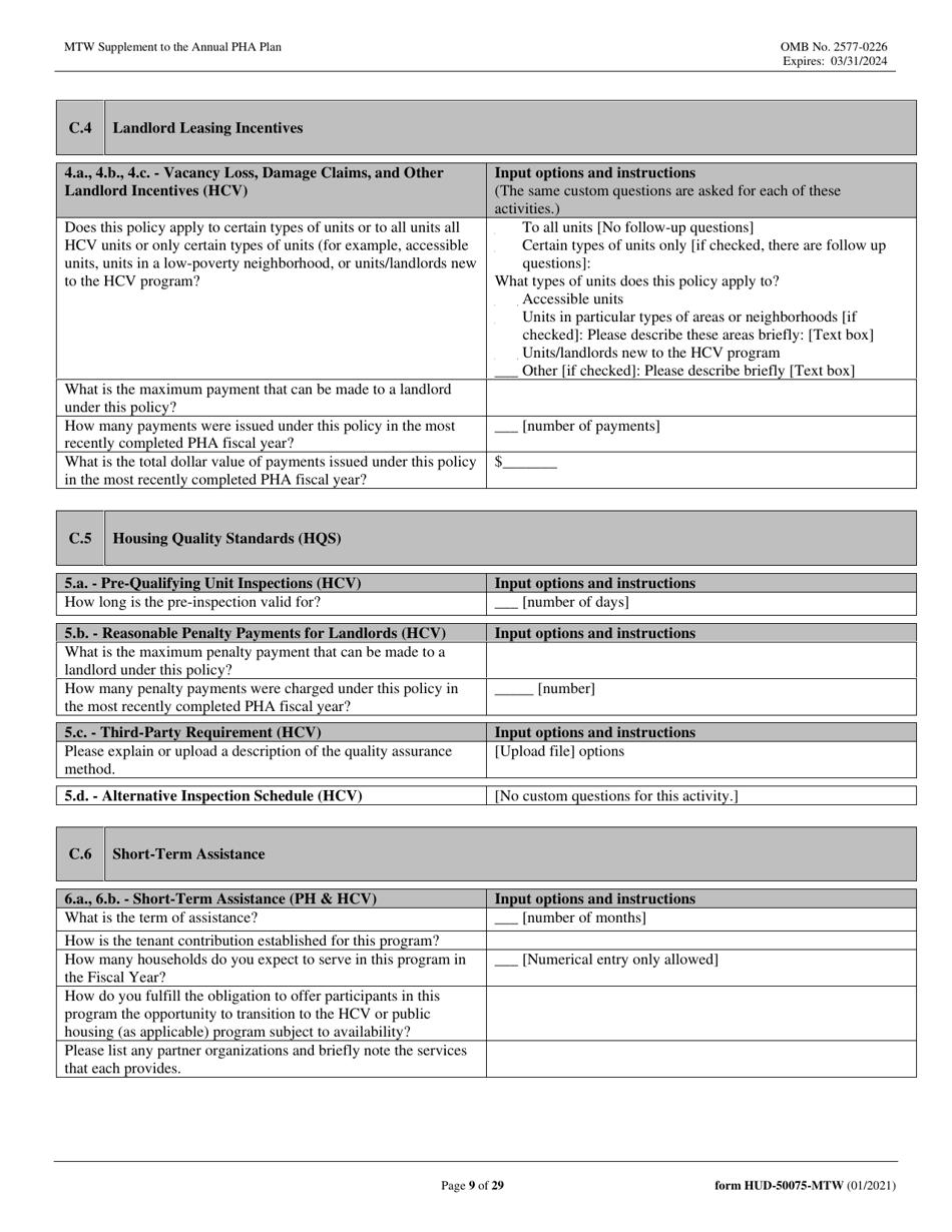 Form HUD-50075-MTW Mtw Supplement to the Annual Pha Plan, Page 9