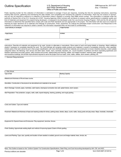Form HUD-5087 Outline Specification