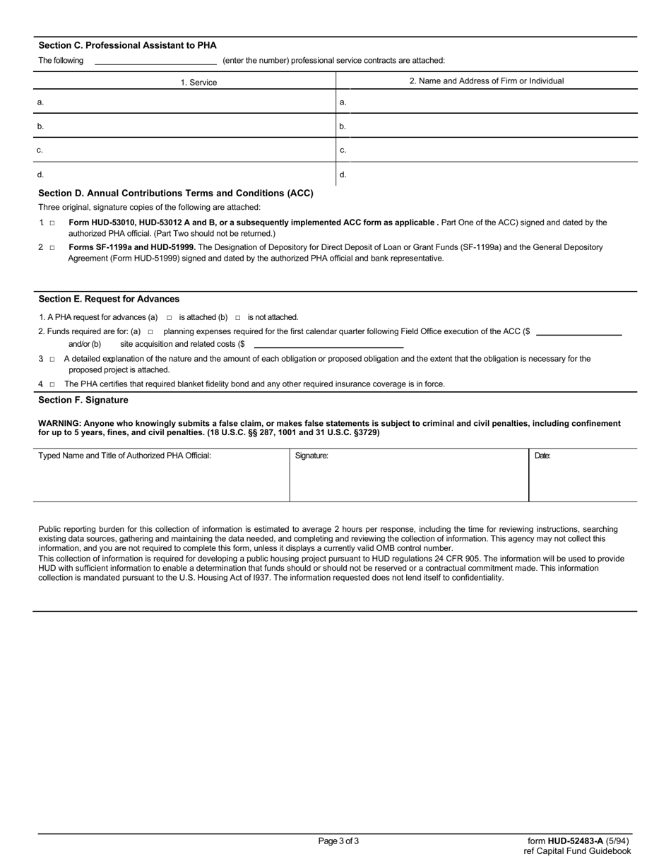 Form HUD-52483-A - Fill Out, Sign Online And Download Fillable PDF ...