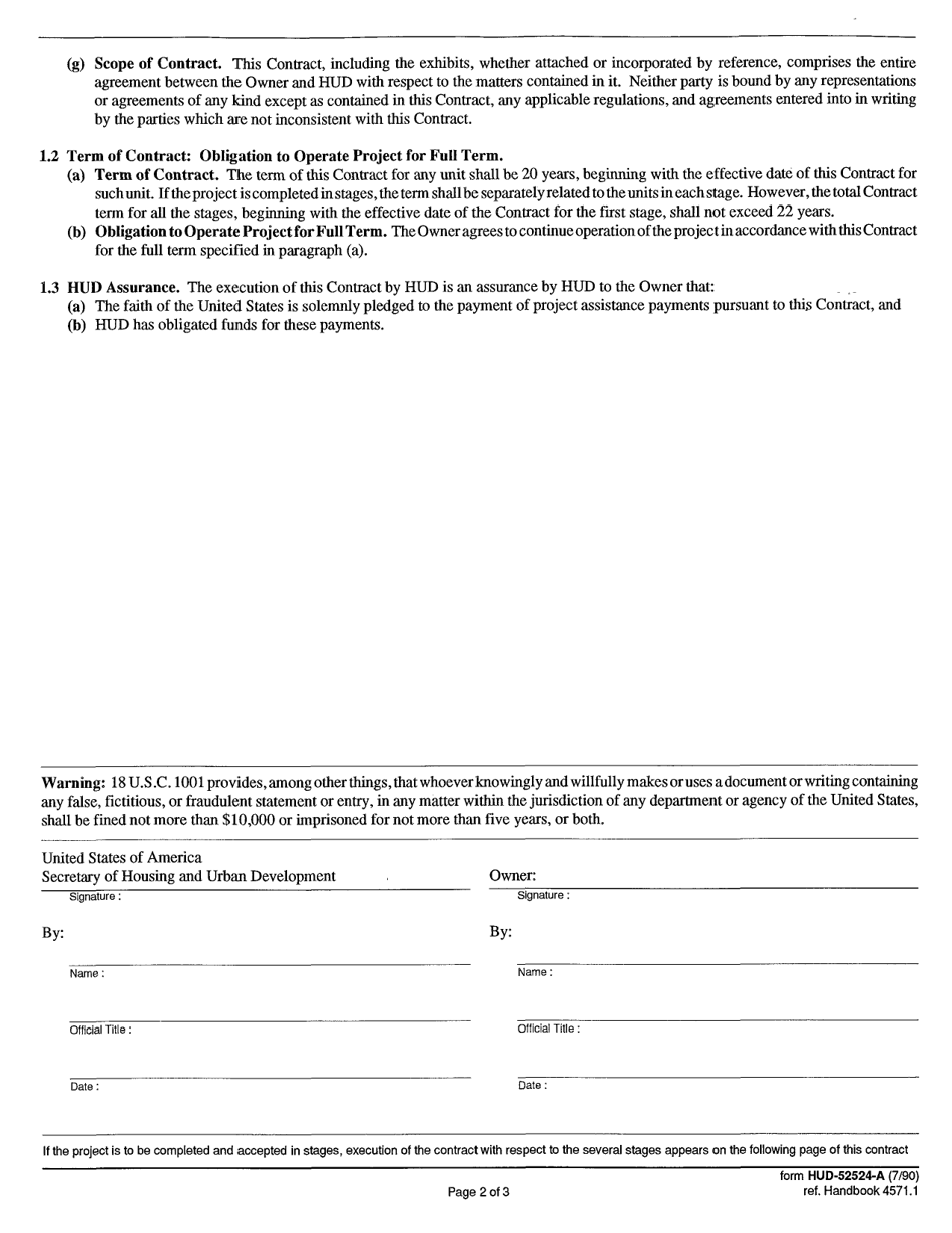 Form HUD-52524-A Part I - Fill Out, Sign Online and Download Fillable ...