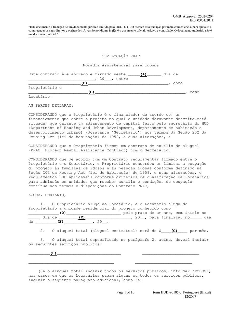 Section 202 Form.pdf Form HUD-90105-C - Fill Out, Sign Online and Download Printable PDF ...