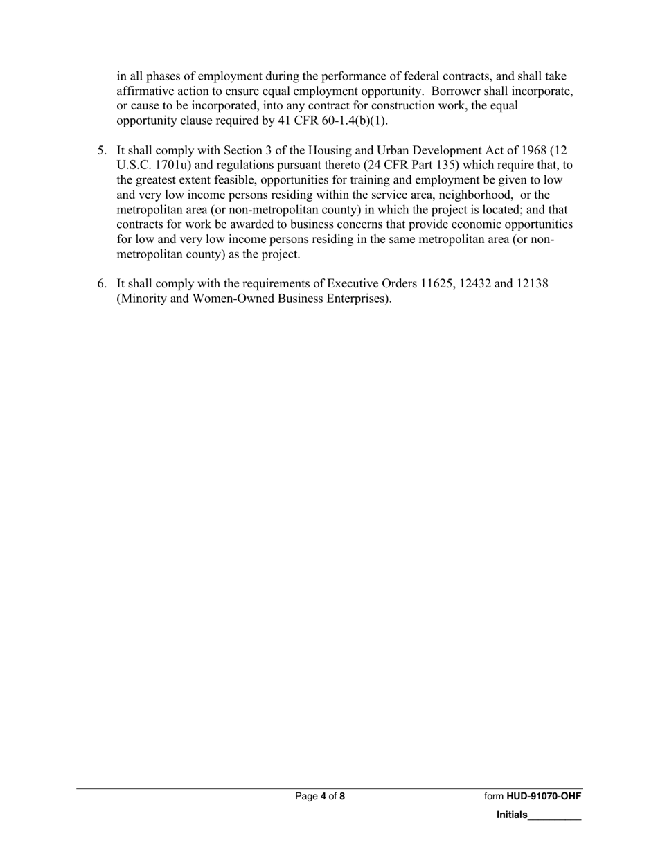 Form HUD-91070-OHF Consolidated Certifications - Borrower, Page 4