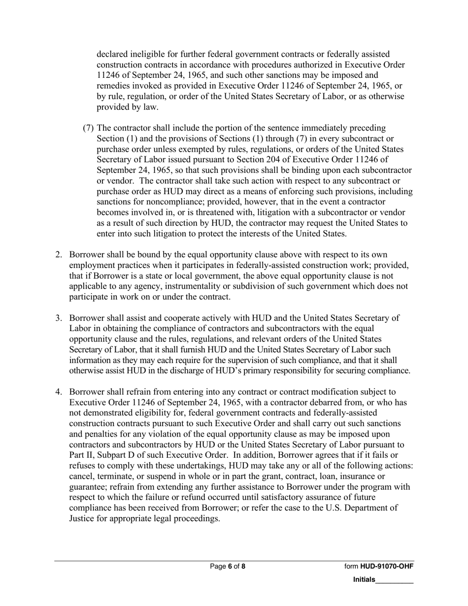 Form HUD-91070-OHF Consolidated Certifications - Borrower, Page 6