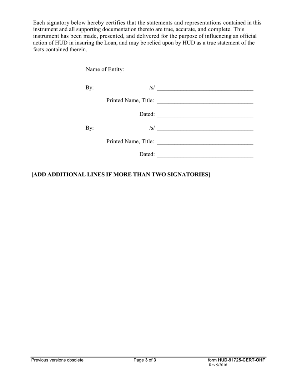 Form HUD-91725-CERT-OHF Exhibit a to Opinion of Borrowers Counsel - Certification - Section 242, Page 3