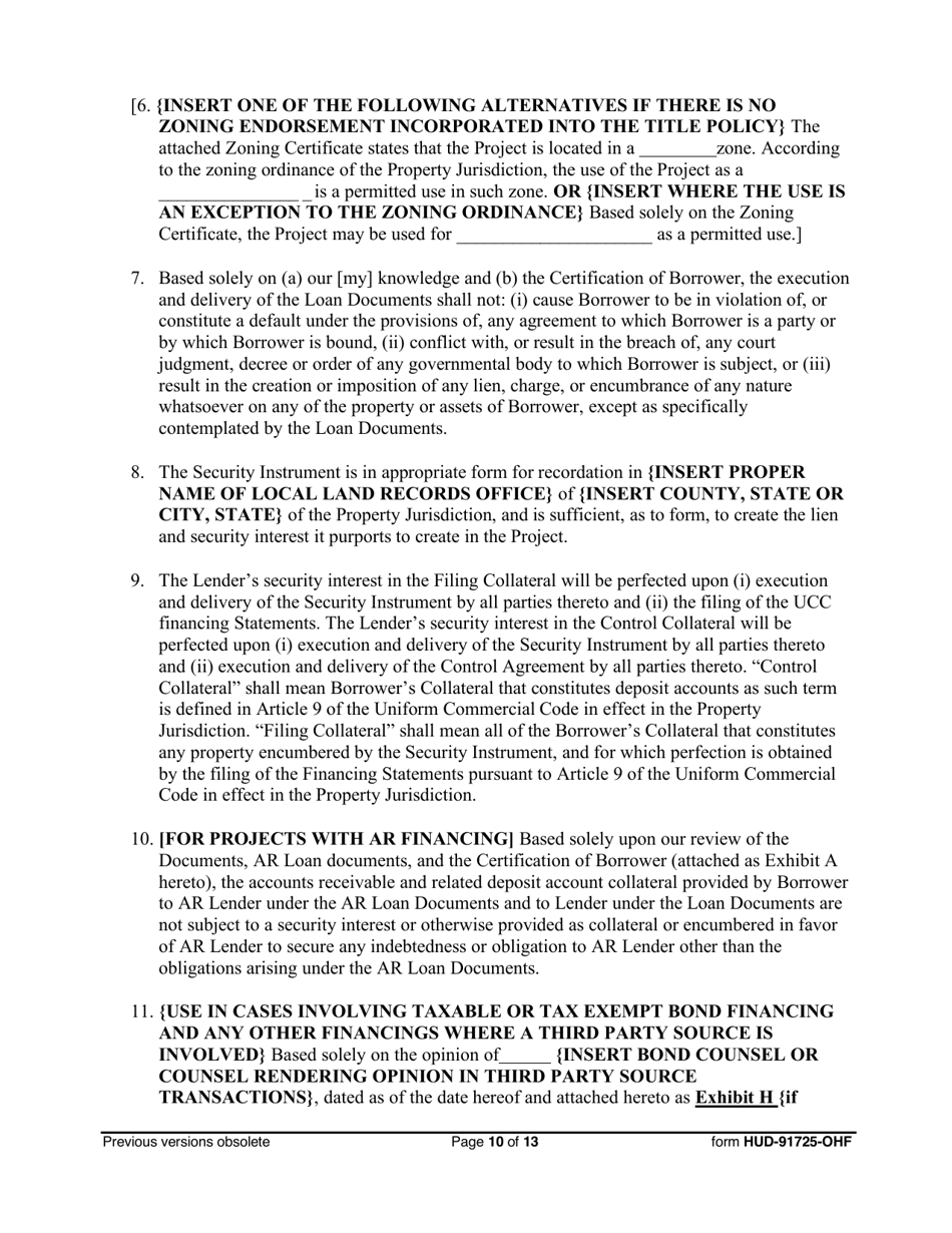 Form HUD-91725-OHF Opinion of Borrowers Counsel, Page 10