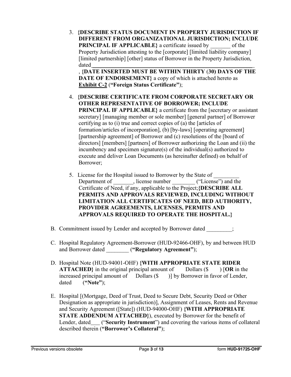 Form HUD-91725-OHF Opinion of Borrowers Counsel, Page 3