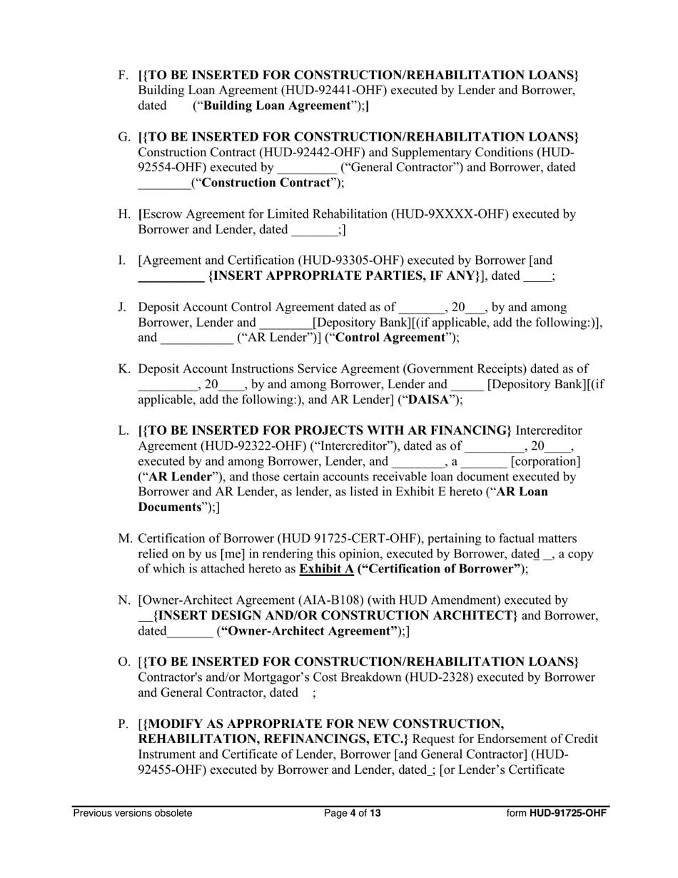 Form HUD-91725-OHF Opinion of Borrowers Counsel, Page 4