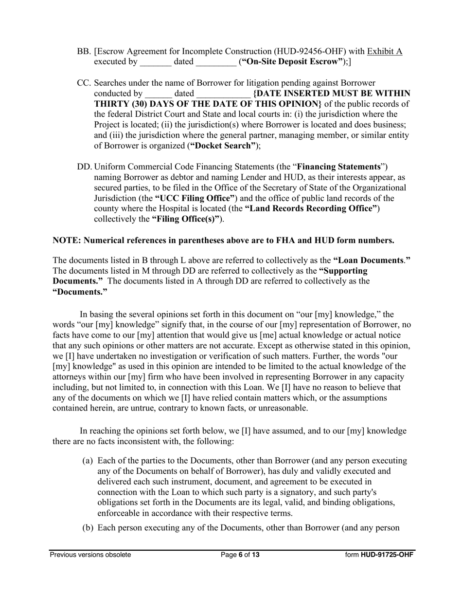 Form HUD-91725-OHF Opinion of Borrowers Counsel, Page 6
