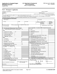 Document preview: Form HUD-92013-OHF Application for Hospital Project Mortgage Insurance