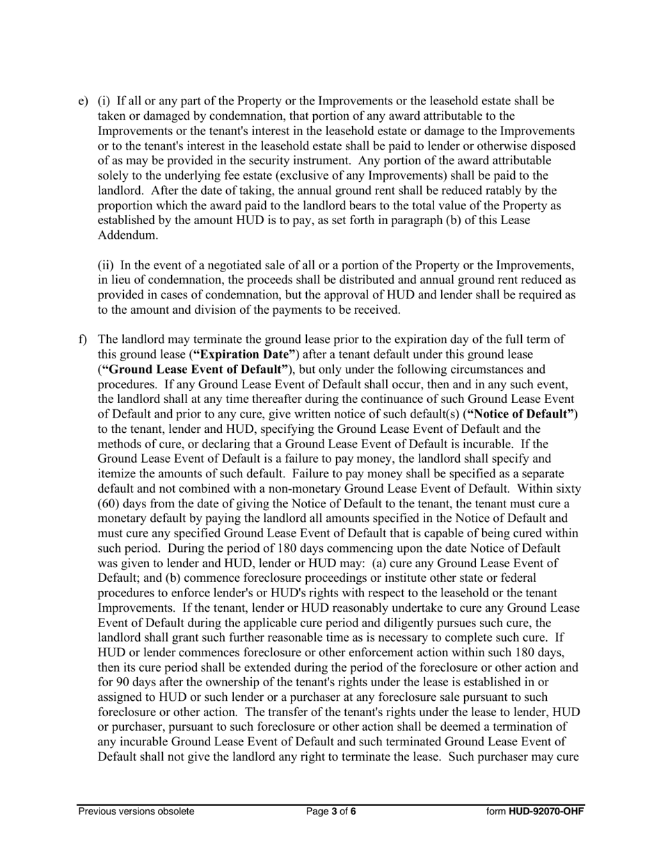 Form HUD-92070-OHF Lease Addendum, Page 3