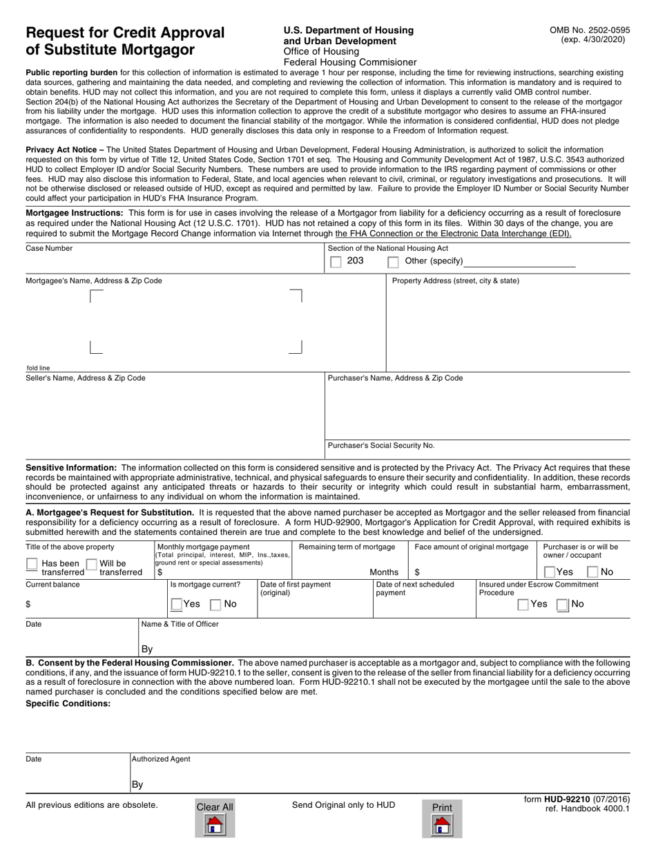 Form HUD-92210 - Fill Out, Sign Online and Download Fillable PDF ...