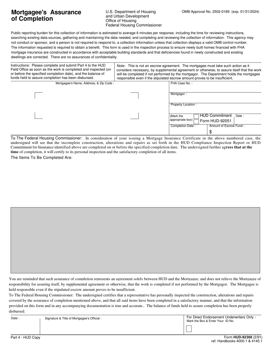 Form HUD-92300 Mortgagees Assurance of Completion, Page 4