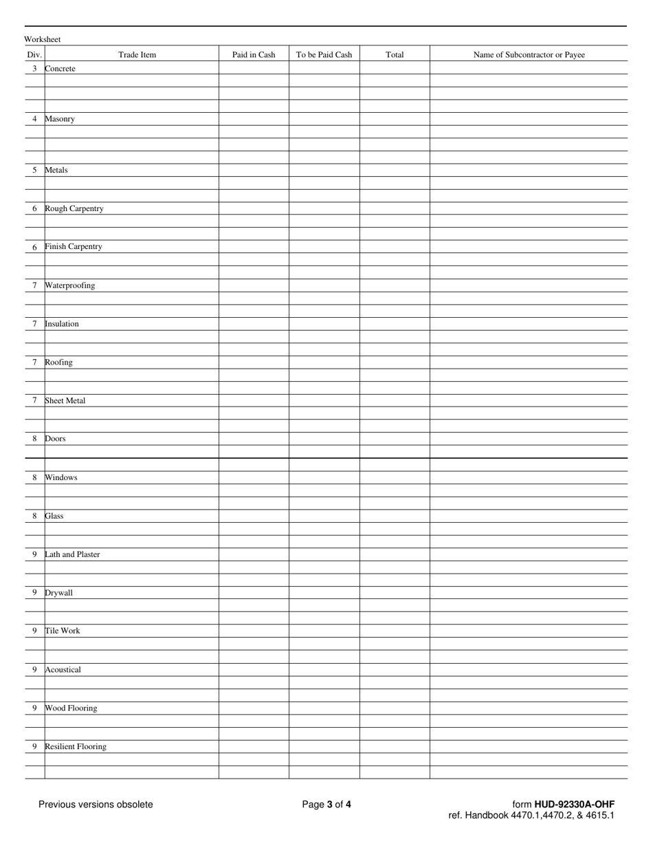 Form HUD-92330A-OHF Contractors Certificate of Actual Cost - Hospitals / Section 242, Page 3