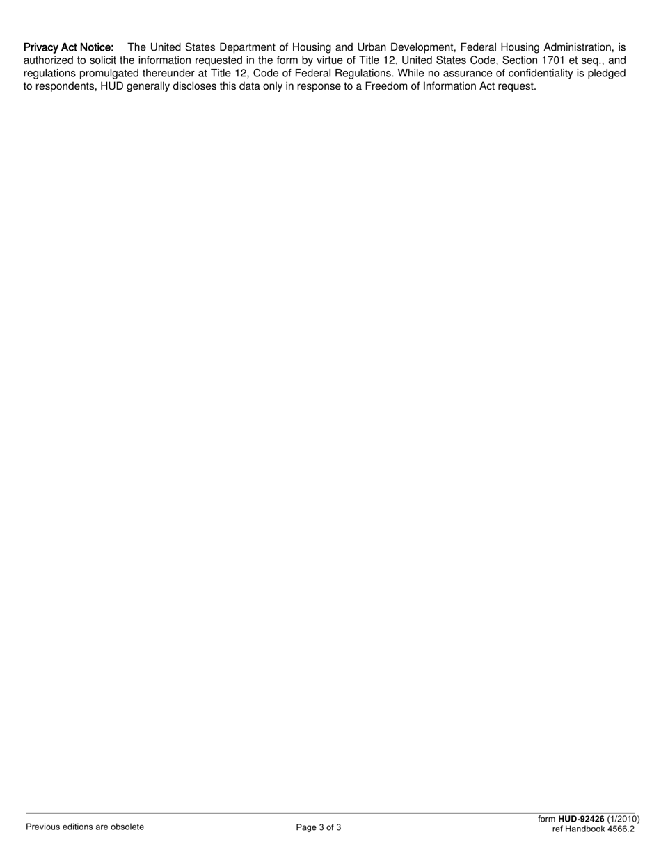 Form HUD-92426 Multifamily Default Status Report, Page 3