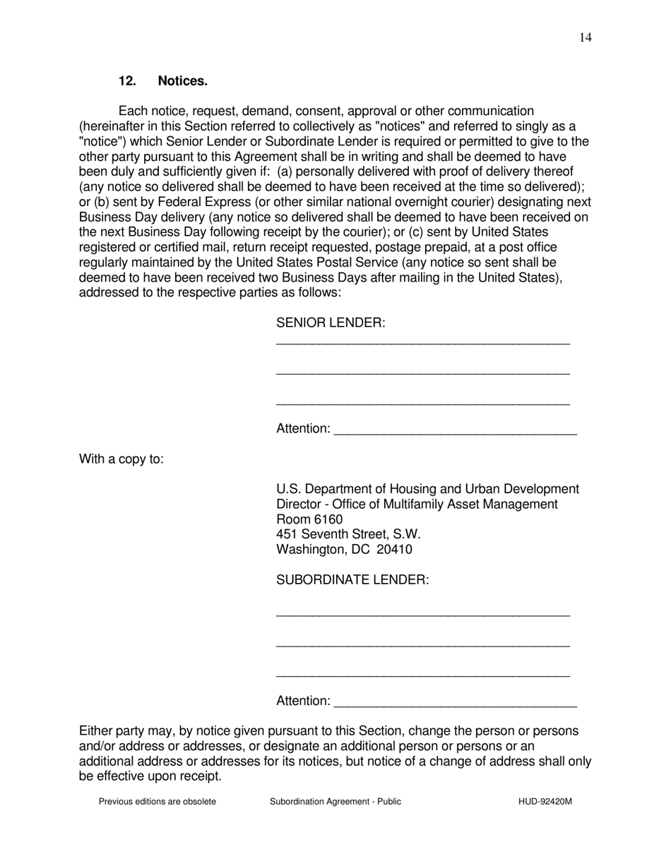 Form HUD-92420M Subordination Agreement - Public, Page 14