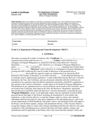 Form HUD-92434-OHF Lender&#039;s Certificate