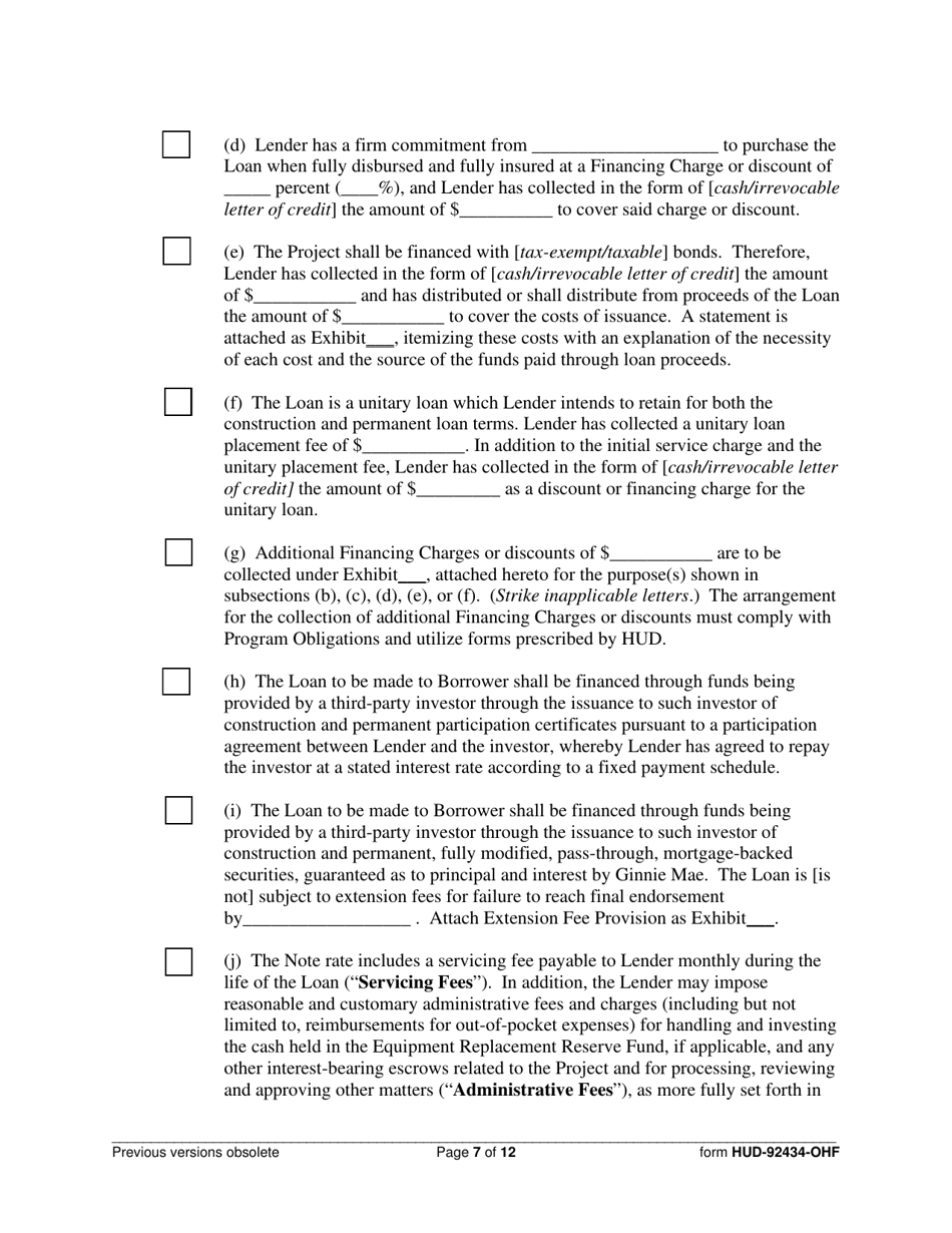 Form HUD-92434-OHF Lenders Certificate, Page 7