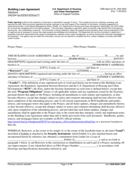 Document preview: Form HUD-92441-OHF Building Loan Agreement