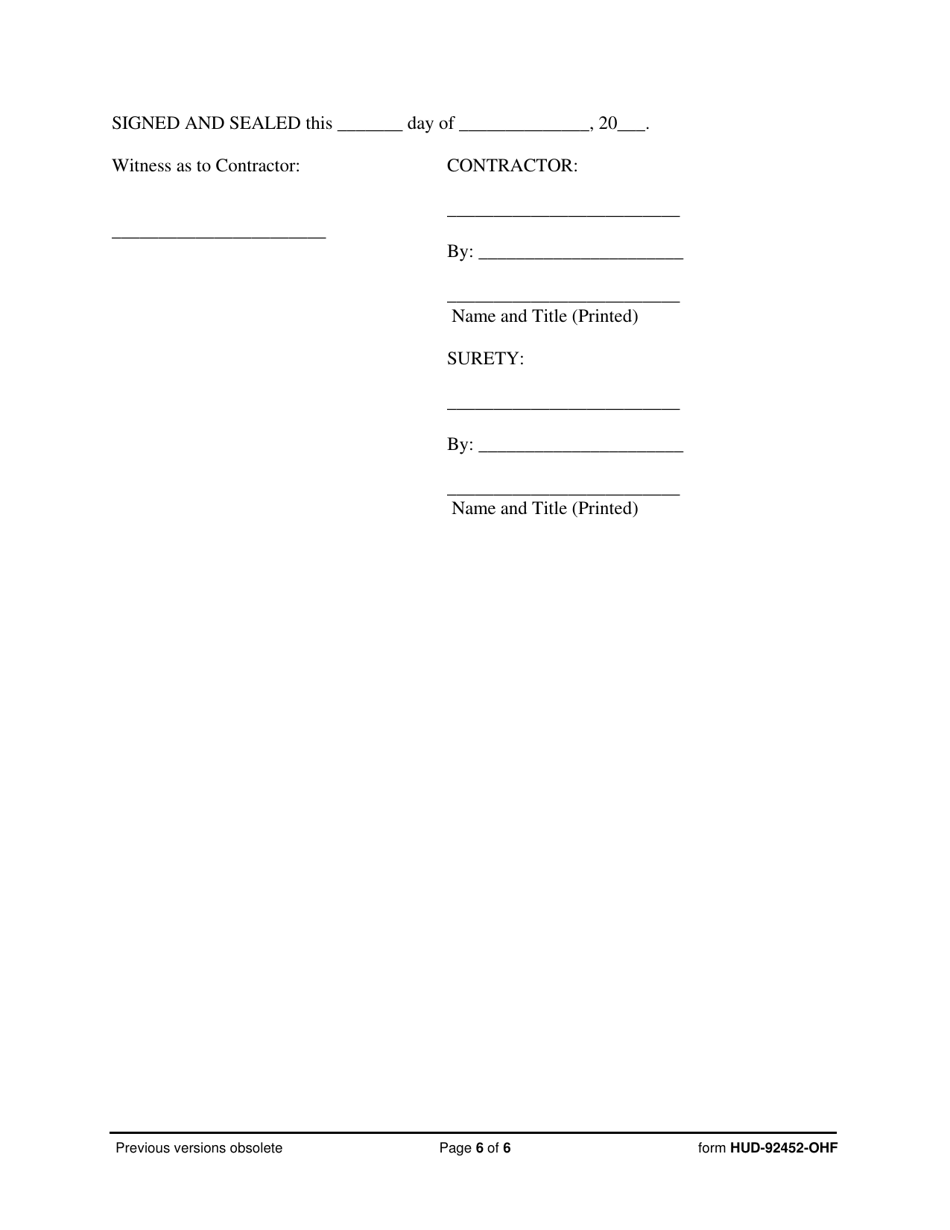 Form HUD-92452-OHF Performance Bond - Dual Obligee - Section 242, Page 6