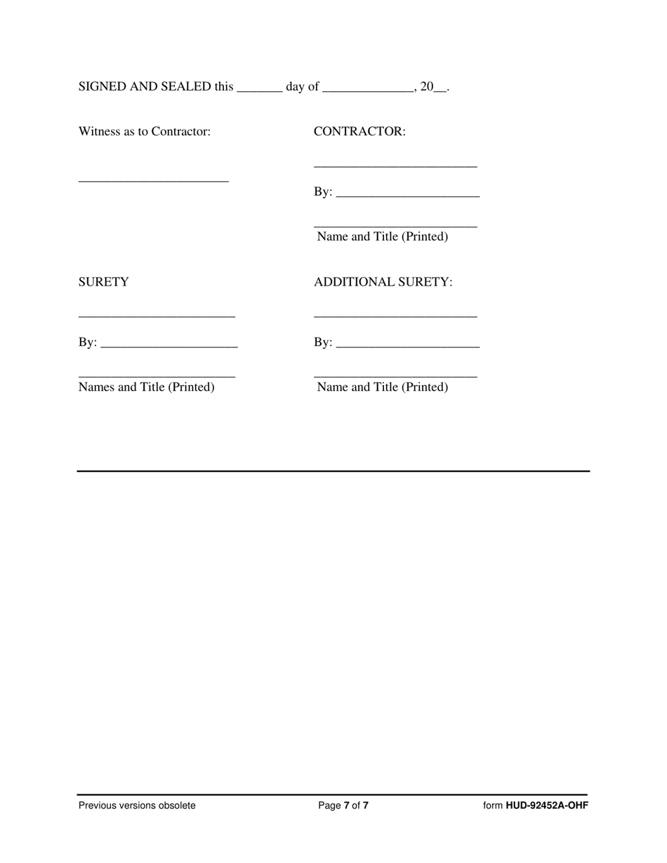 Form HUD-92452A-OHF Payment Bond, Page 7