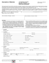 Document preview: Form HUD-92005 Description of Materials