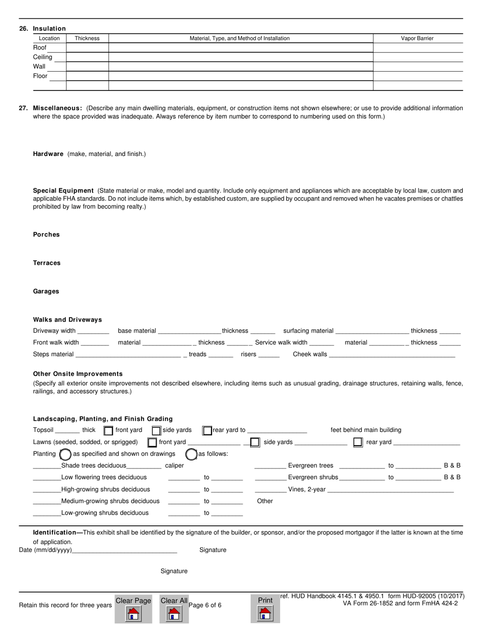 Form HUD-92005 Description of Materials, Page 6