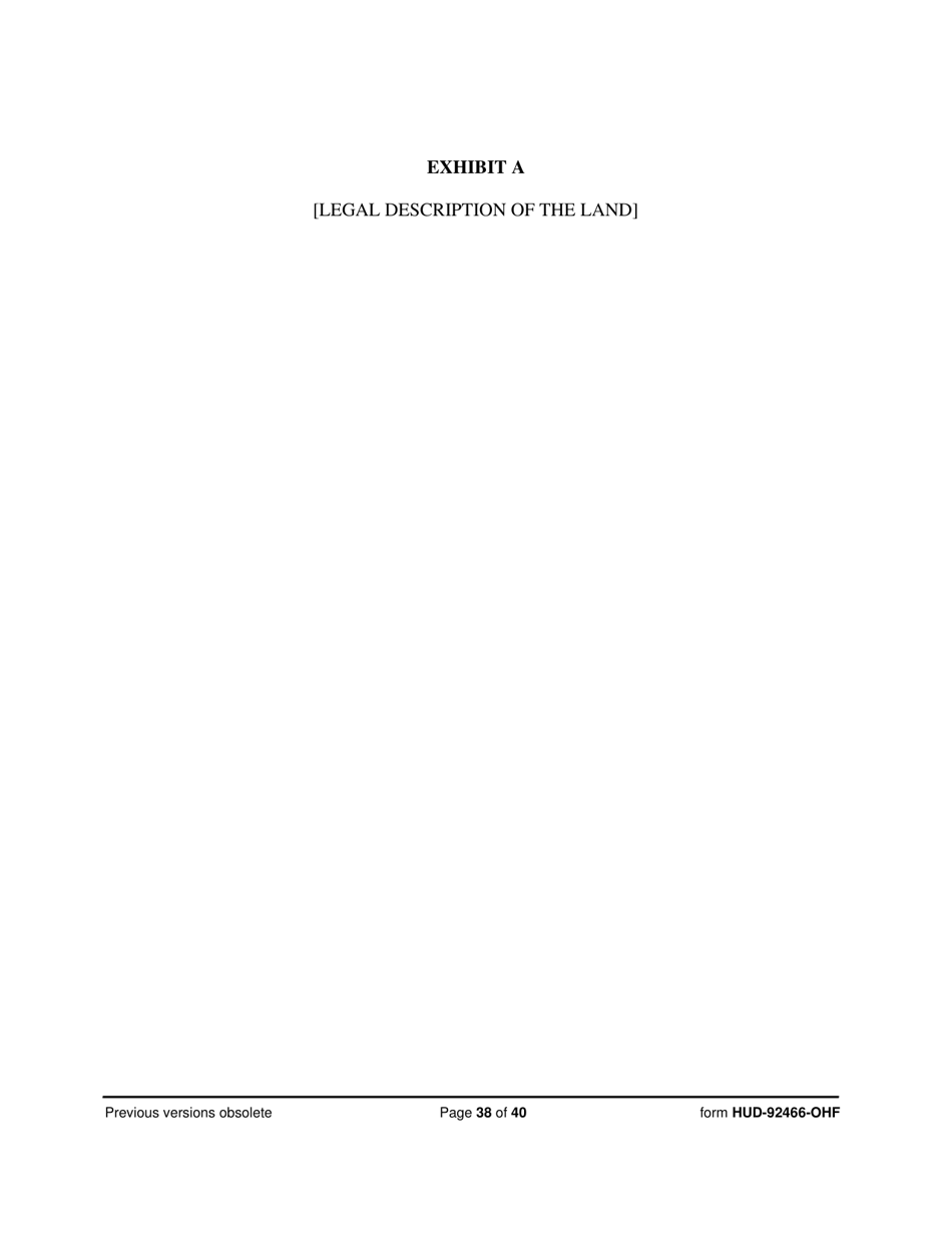 Form HUD-92466-OHF Hospital Regulatory Agreement - Borrower, Page 38