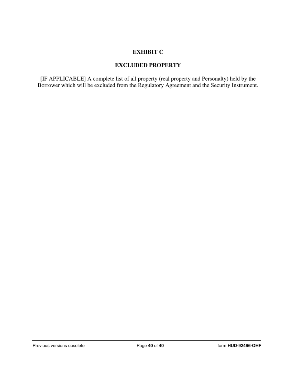 Form HUD-92466-OHF Hospital Regulatory Agreement - Borrower, Page 40