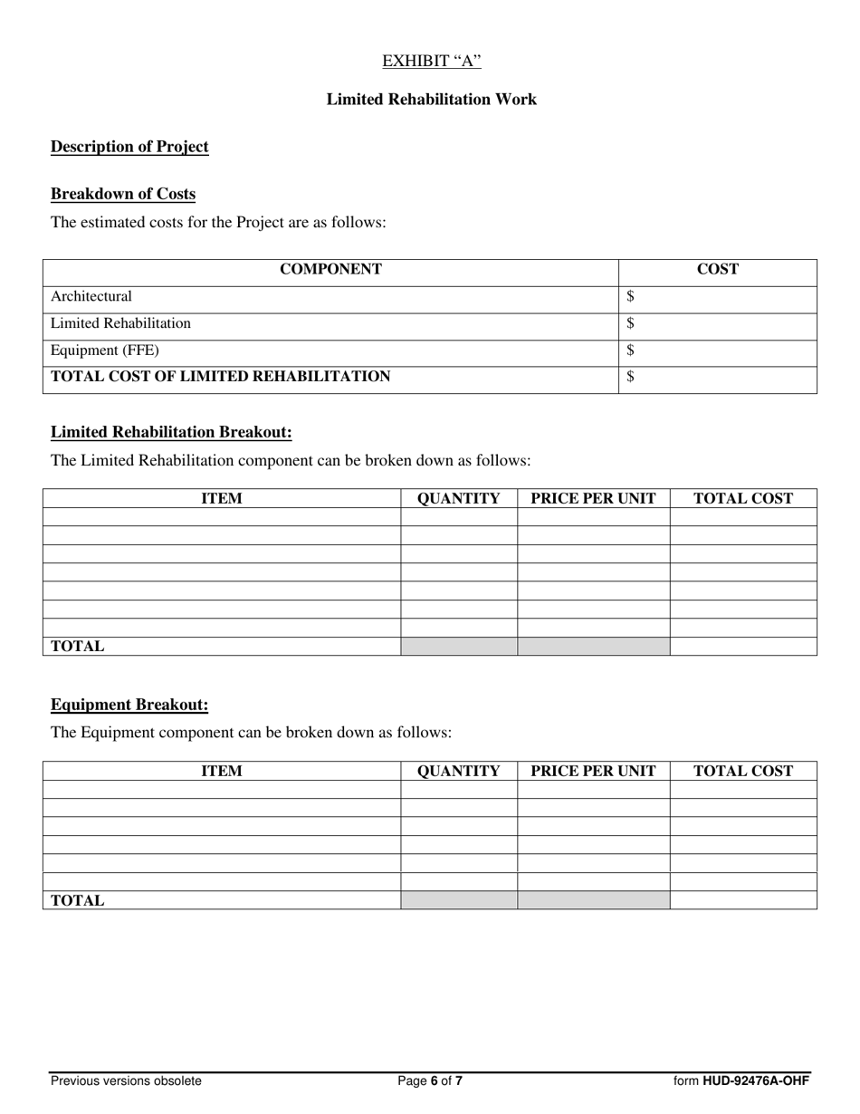 Form HUD-92476A-OHF Escrow Agreement for Limited Rehabilitation, Page 6