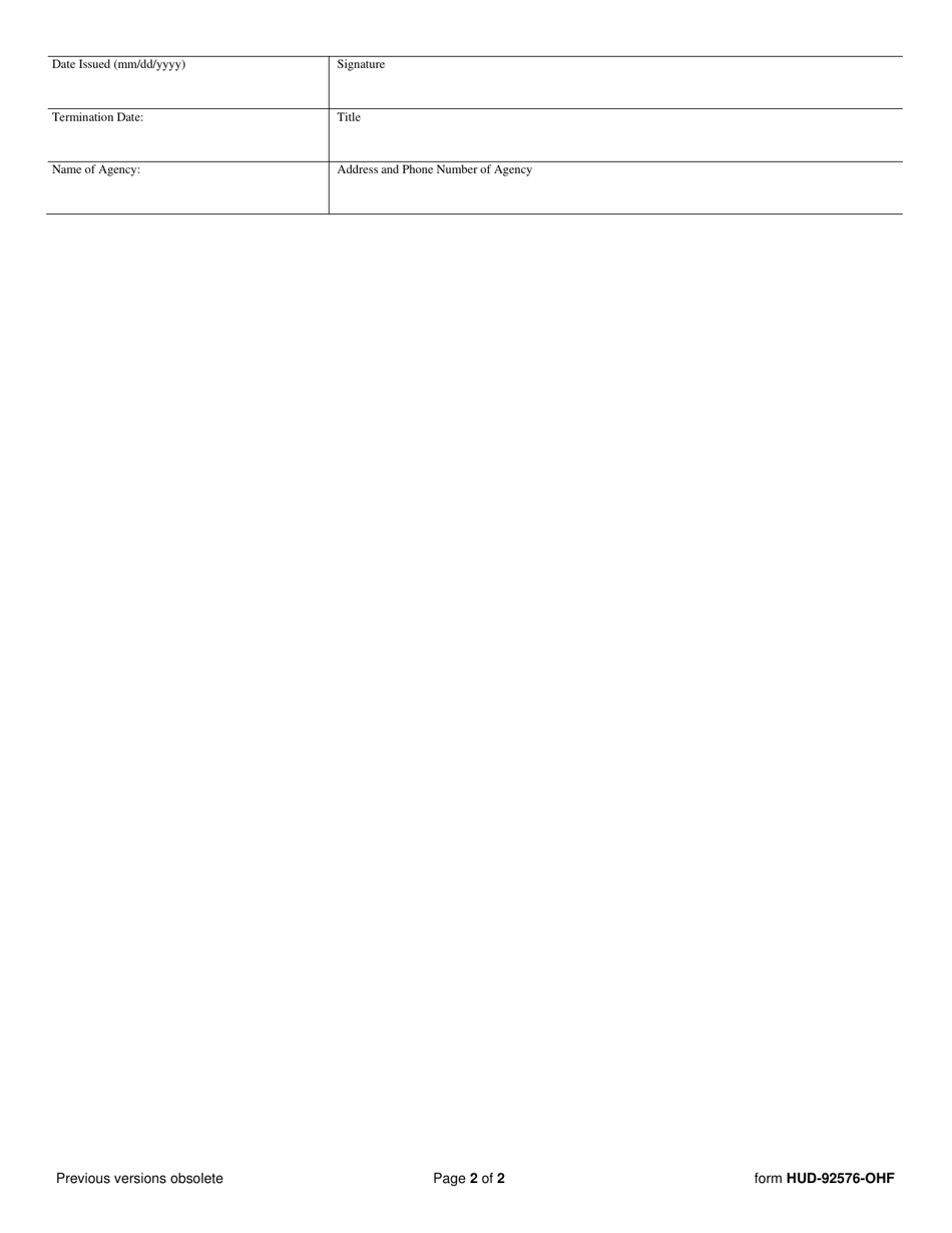 Form HUD-92576-OHF - Fill Out, Sign Online and Download Fillable PDF ...