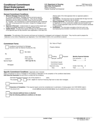 Form HUD-92800.5B Conditional Commitment Direct Endorsement Statement of Appraised Value
