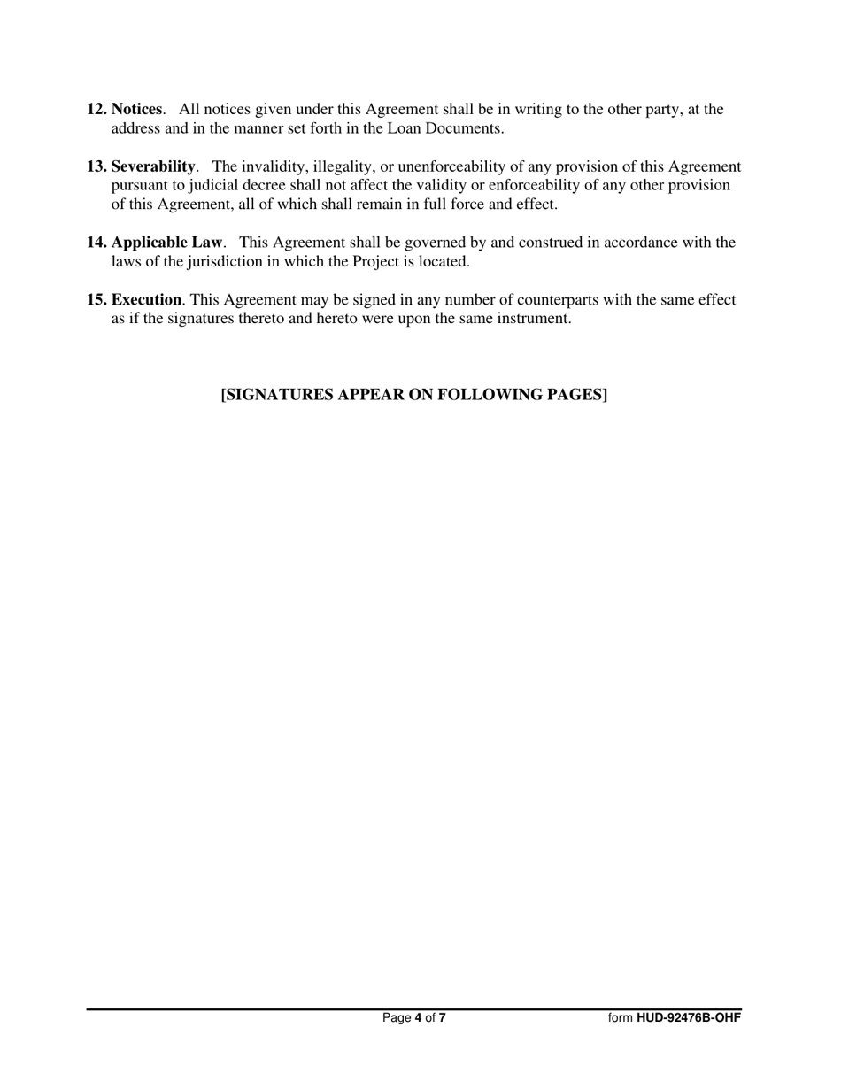 Form HUD-92476B-OHF Escrow for Proceeds From Partial Release of Collateral, Page 4
