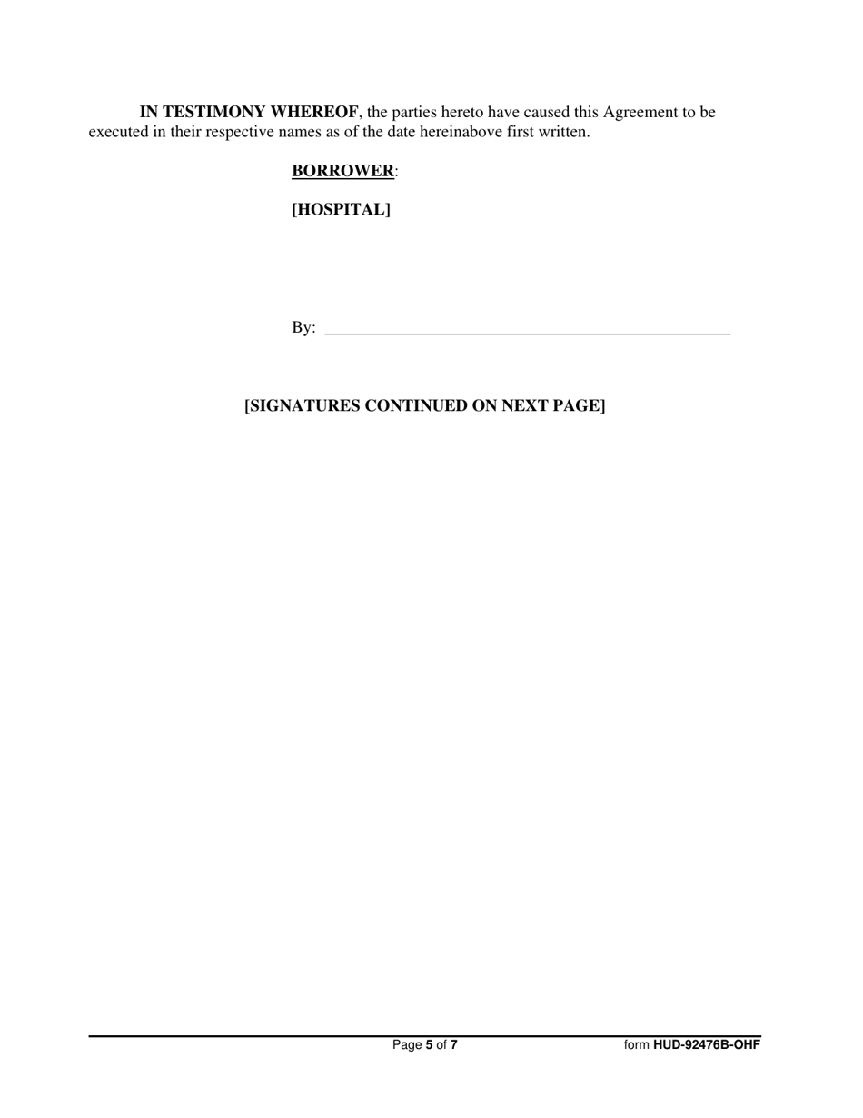 Form HUD-92476B-OHF Escrow for Proceeds From Partial Release of Collateral, Page 5